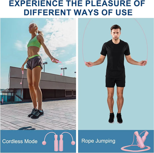 Cordless Jump Rope – Weighted Ball Skipping Rope for Indoor Cardio & Fitness Training